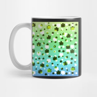 Falling leaves in green and blue Mug